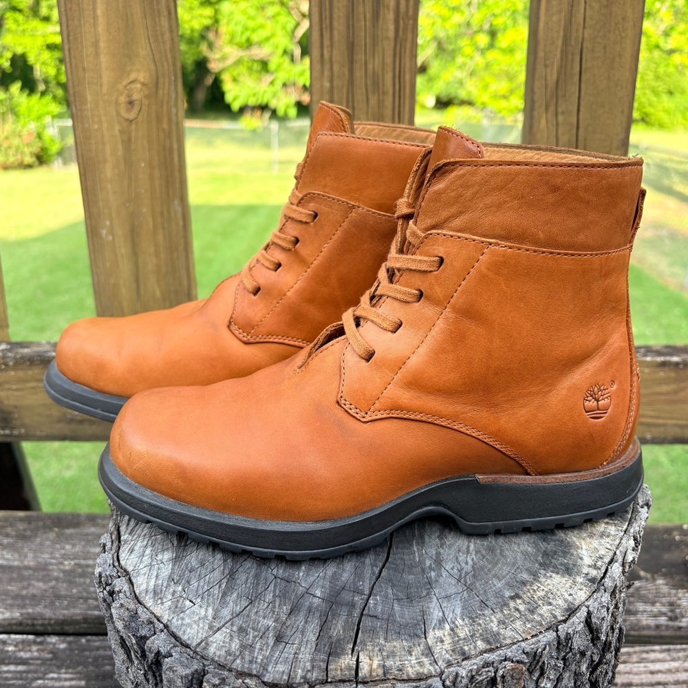 Timberland Tan Leather Lace-Up Field Boots Smart Comfort System 7.5